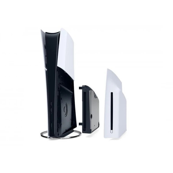 کنسول بازی سونی مدل PlayStation 5 Slim نسخه دیسکخور، ریجن آسیا سری 2000 با ظرفیت حافظه داخلی 1 ترابایت به همراه یک عدد کنترلر اضافه به رنگ و پایه شارژر کنترلر، حداکثر وضوح تصویر خروجی 4K